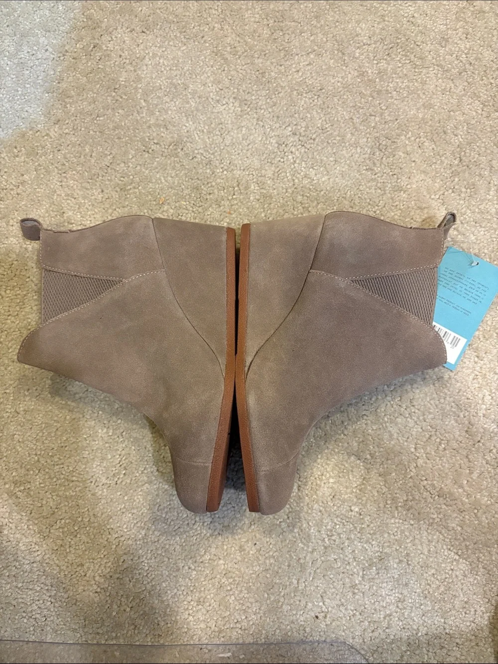 Toms Taupe Suede Wedge Ankle Booties-Size 9